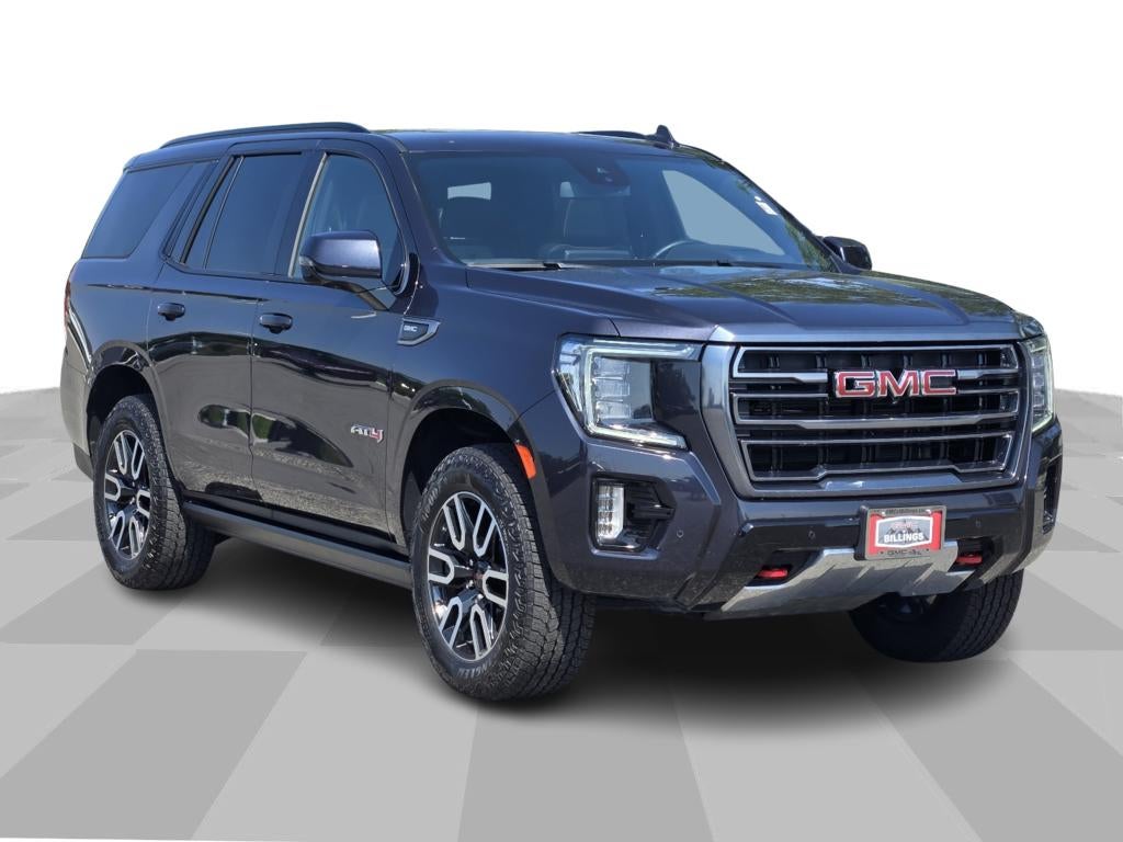 2023 GMC Yukon AT4 in Titanium Rush Metallic — front three-quarter view