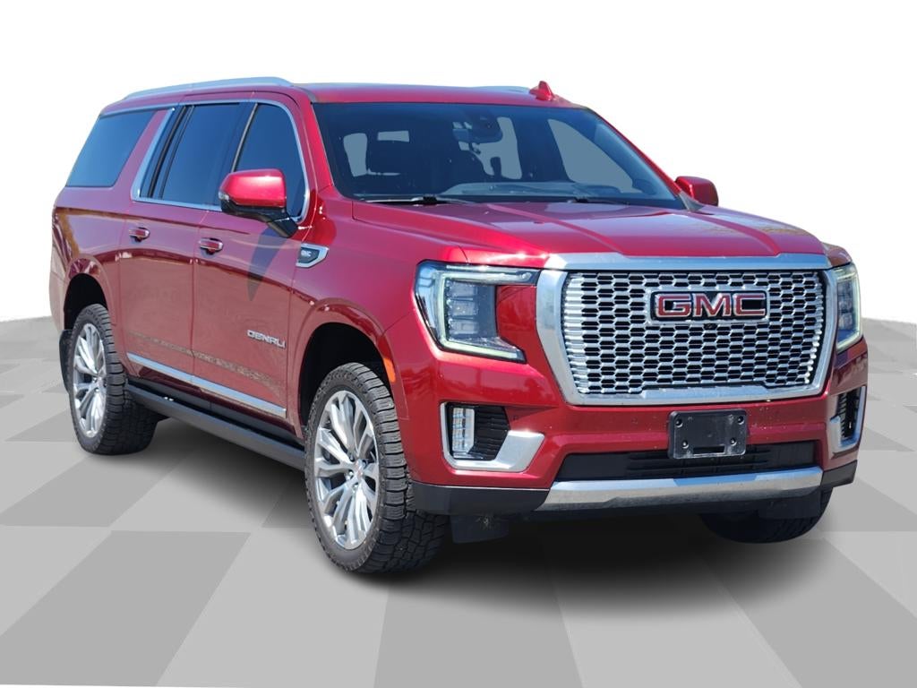 2021 GMC Yukon XL Denali in Cayenne Red Tintcoat — front three-quarter view