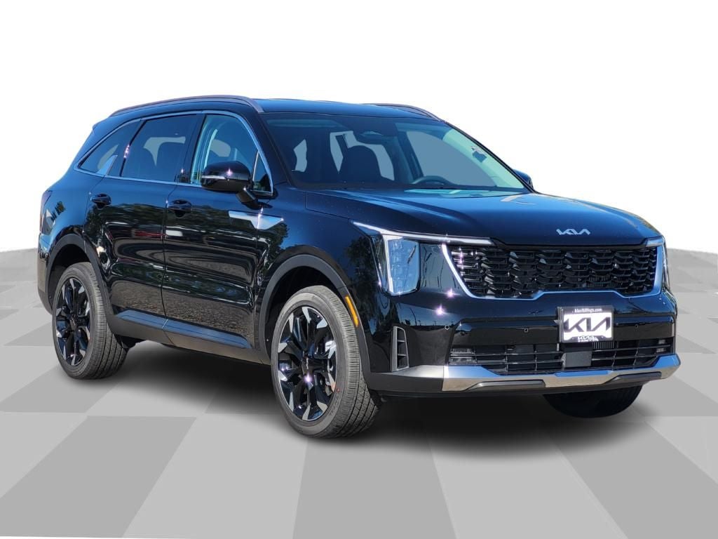 2026 Kia Sorento EX in Ebony Black — front three-quarter view