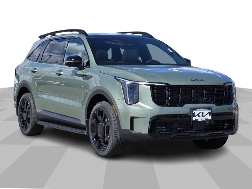 2026 Kia Sorento X-Line SX Prestige in Jungle Green — front three-quarter view